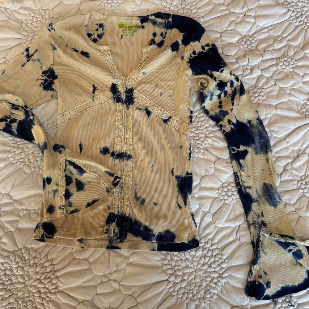 Women's Tie-Dye Sweater - Cream and Blue